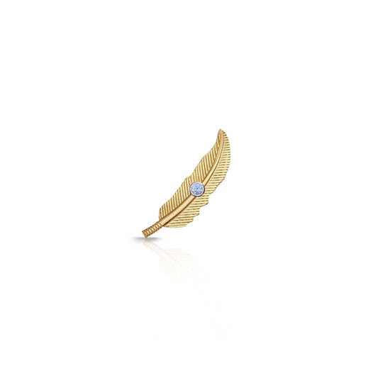 14K Gold Feather Ear Crawler
