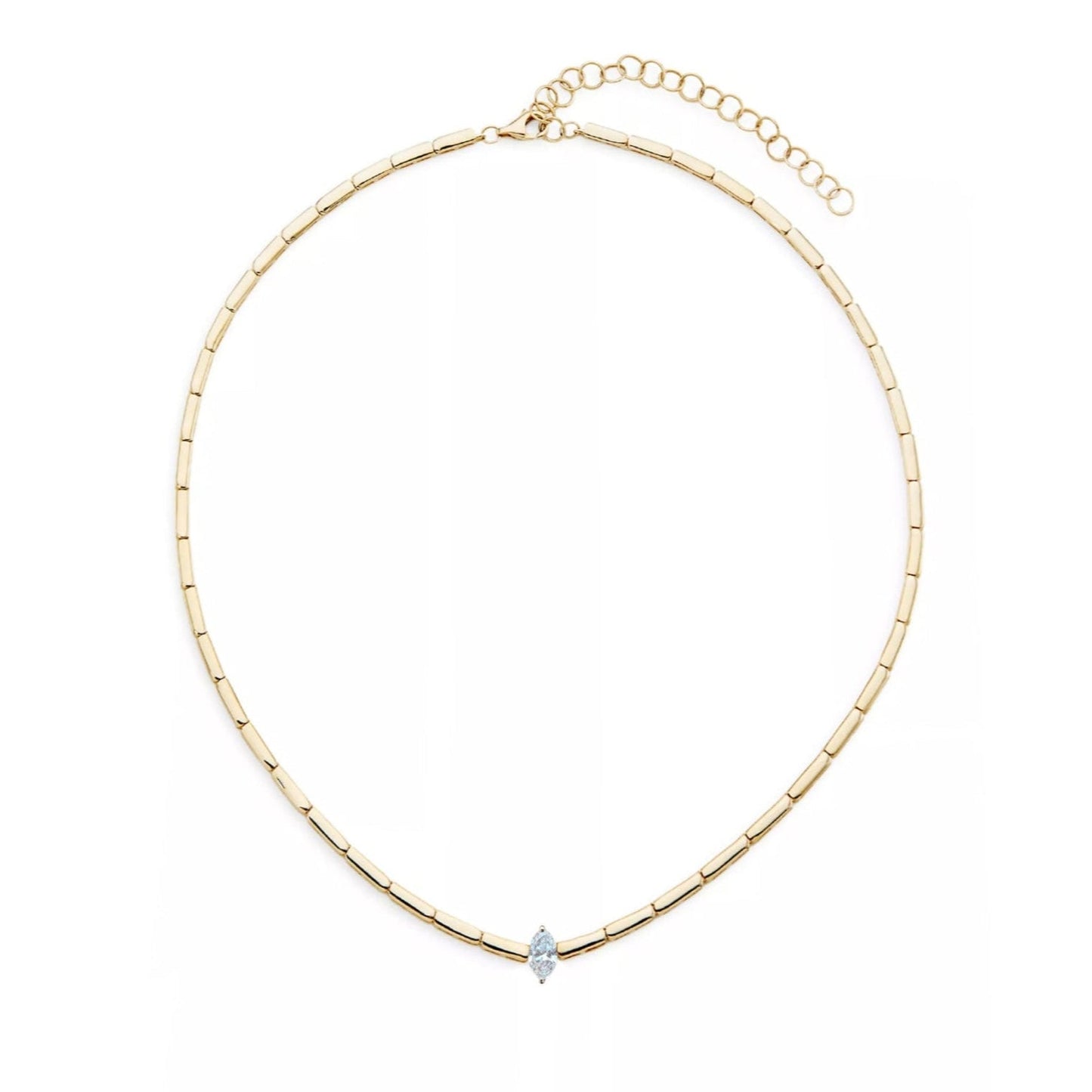 14k Yellow Gold Marquise Diamond Necklace