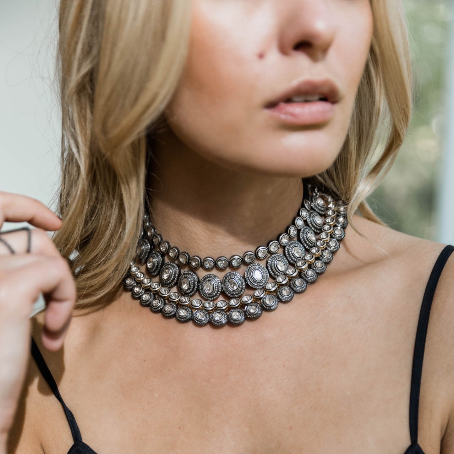 Pave + Sliced Diamond Necklace