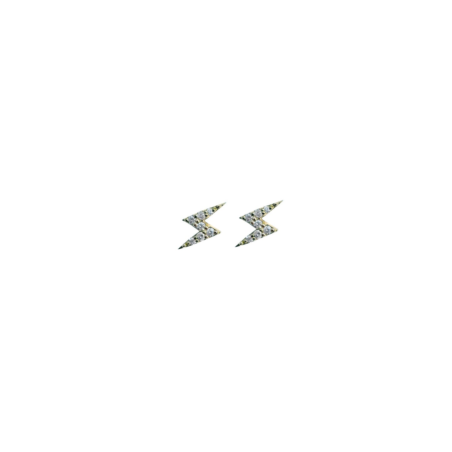 14k Yellow Gold Diamond Lightning Bolt Earrings