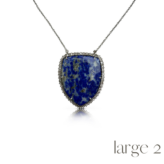 Lapis Silver Shield Necklace