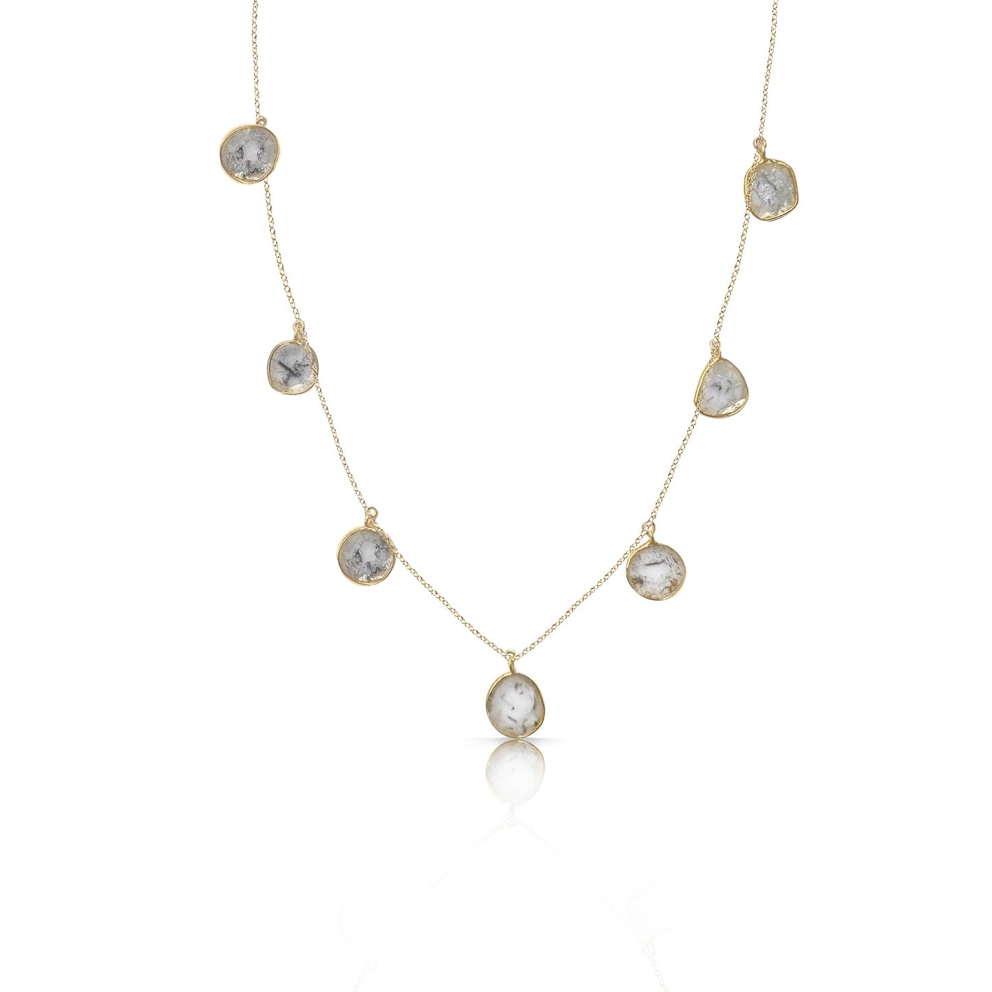 14k Sliced Diamond Dangle Necklace