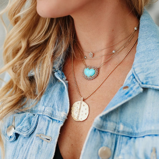 14k Hammered Diamond Medallion