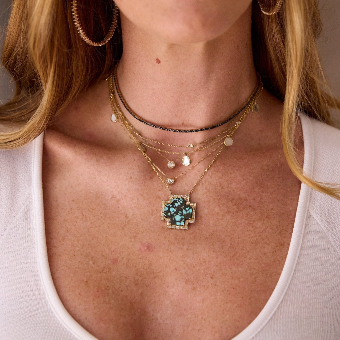14k Sliced Diamond Dangle Necklace
