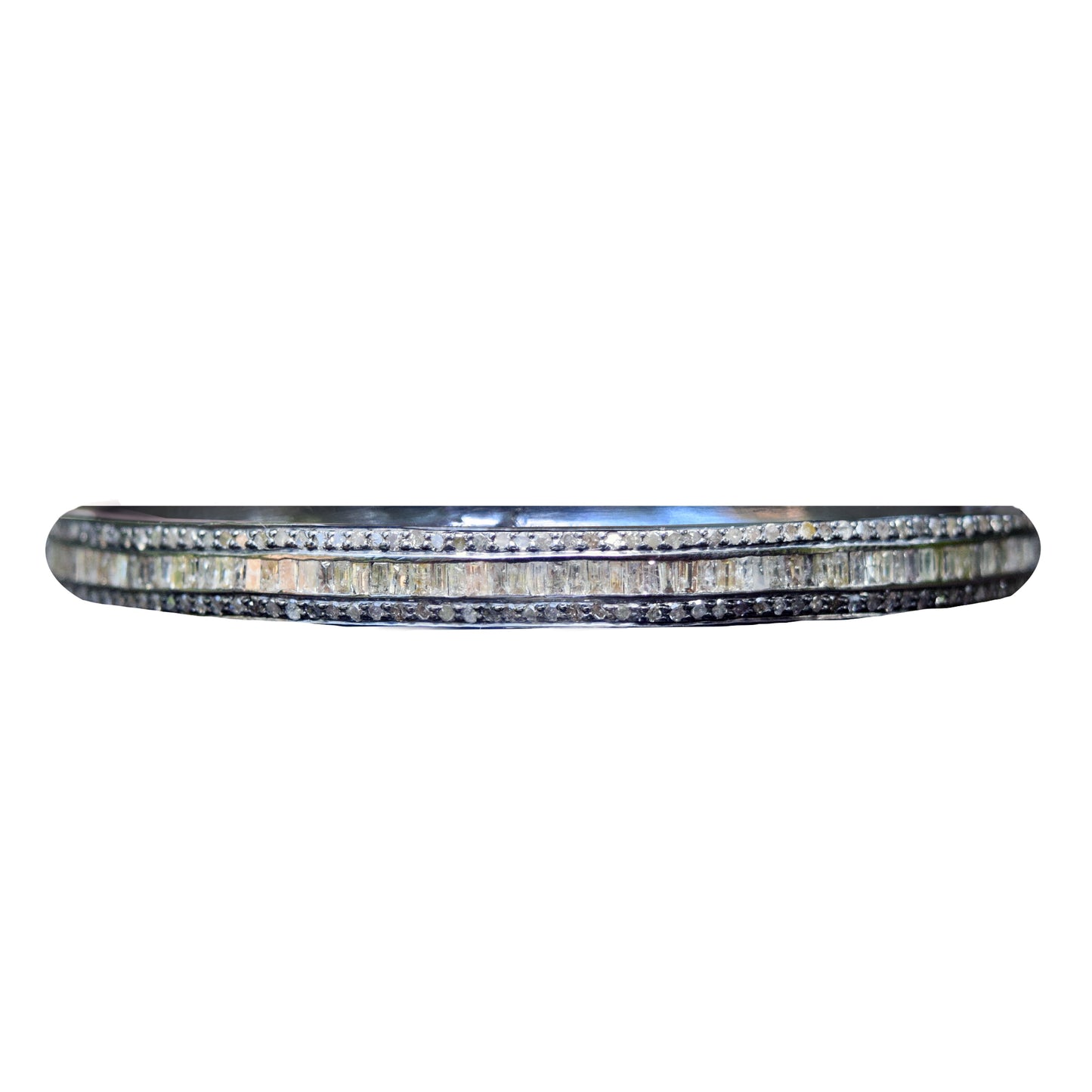Baguette + Pave Diamond Bangle