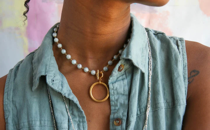 Chunky Hoop Pendant Necklace