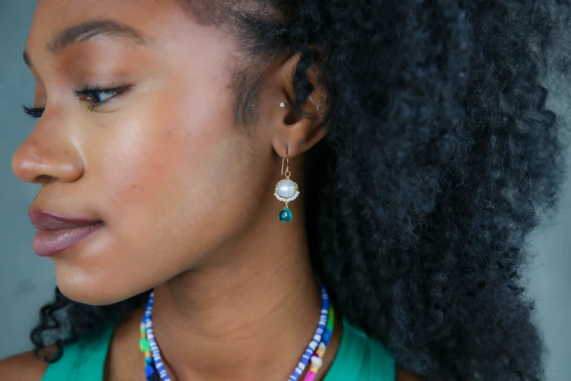 Clara Earrings in Teal Zest