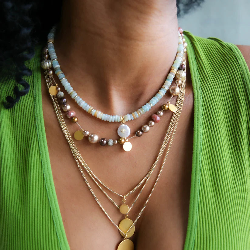 Evie Knotted Necklace in Silver Pearl