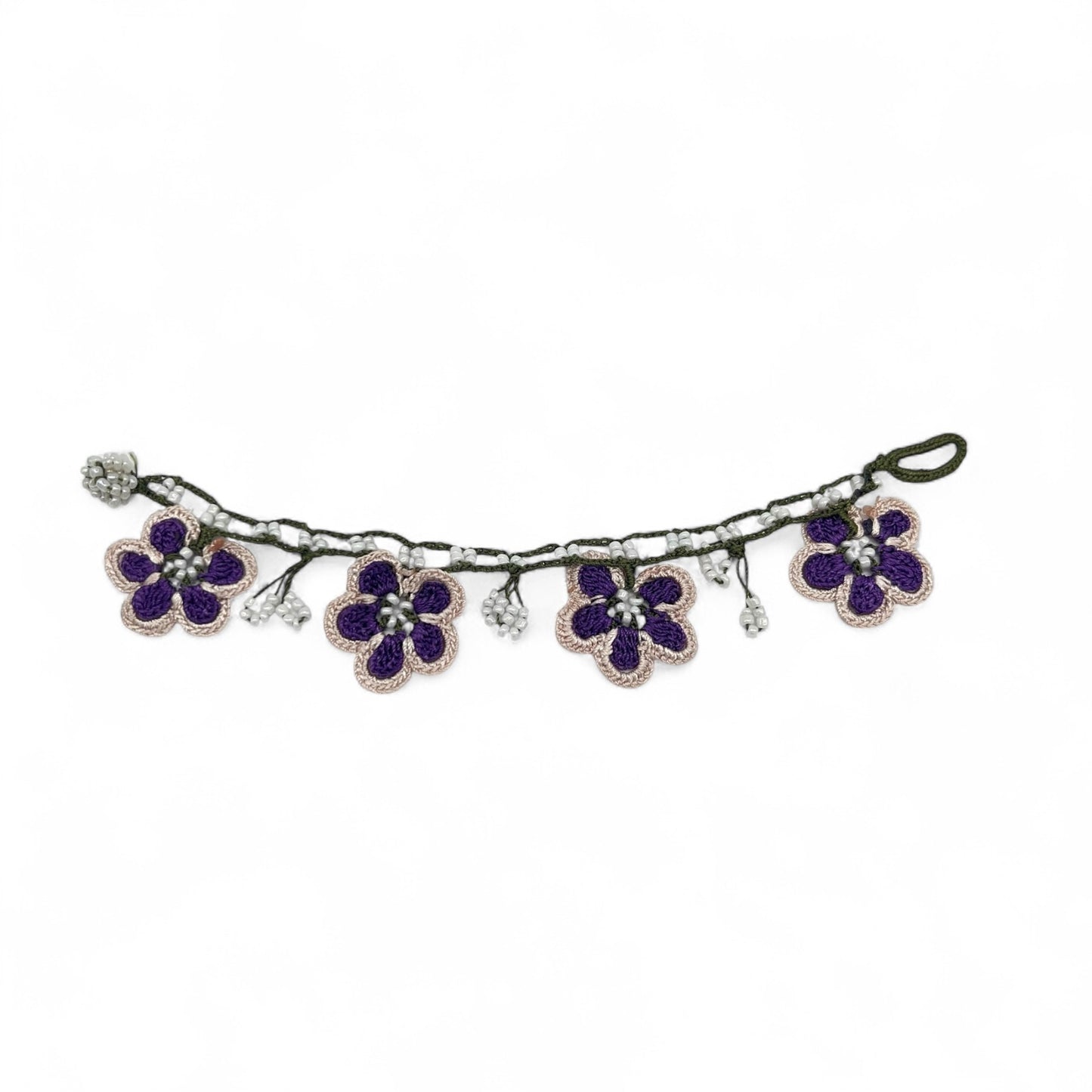 Flower Crochet Bracelet - Purple
