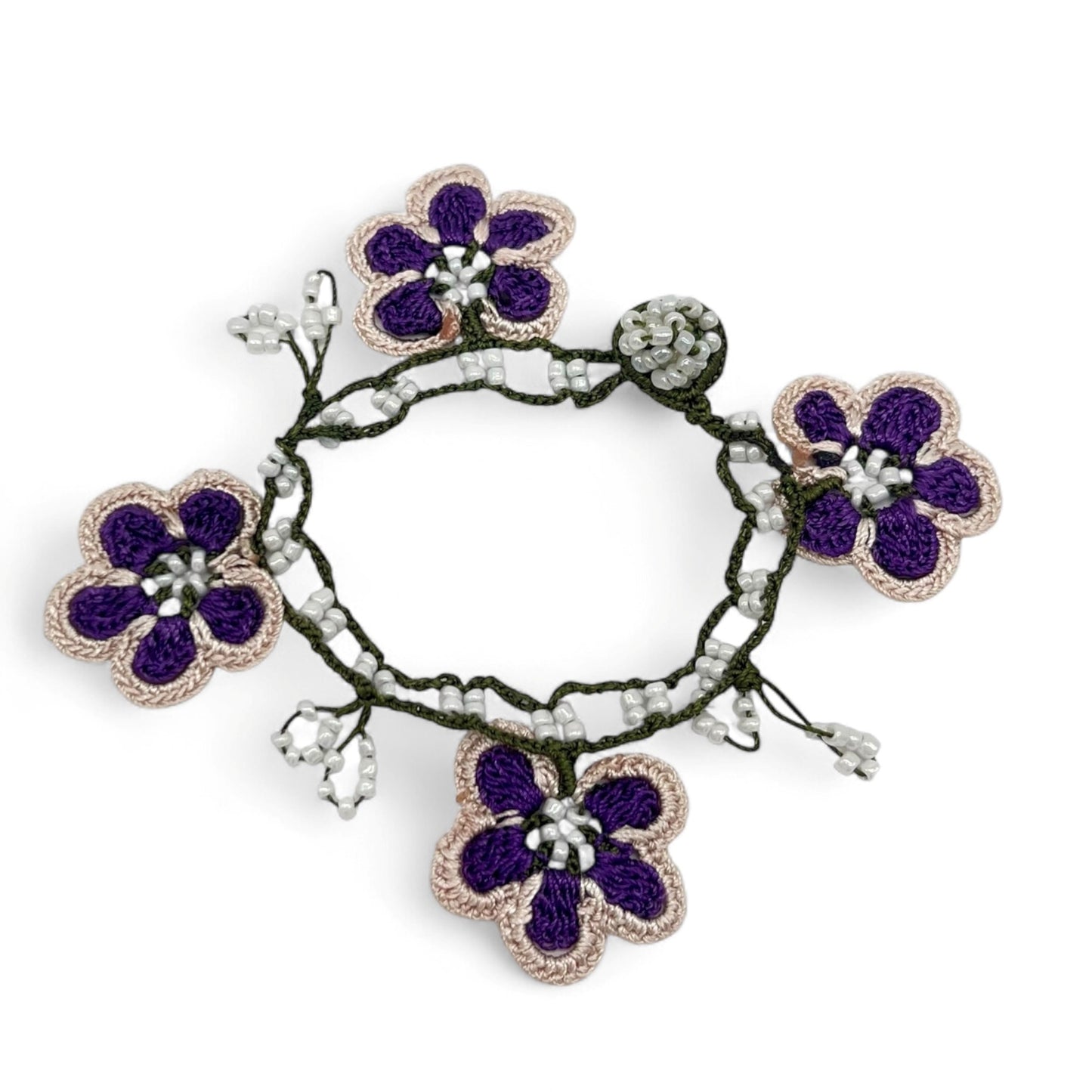 Flower Crochet Bracelet - Purple
