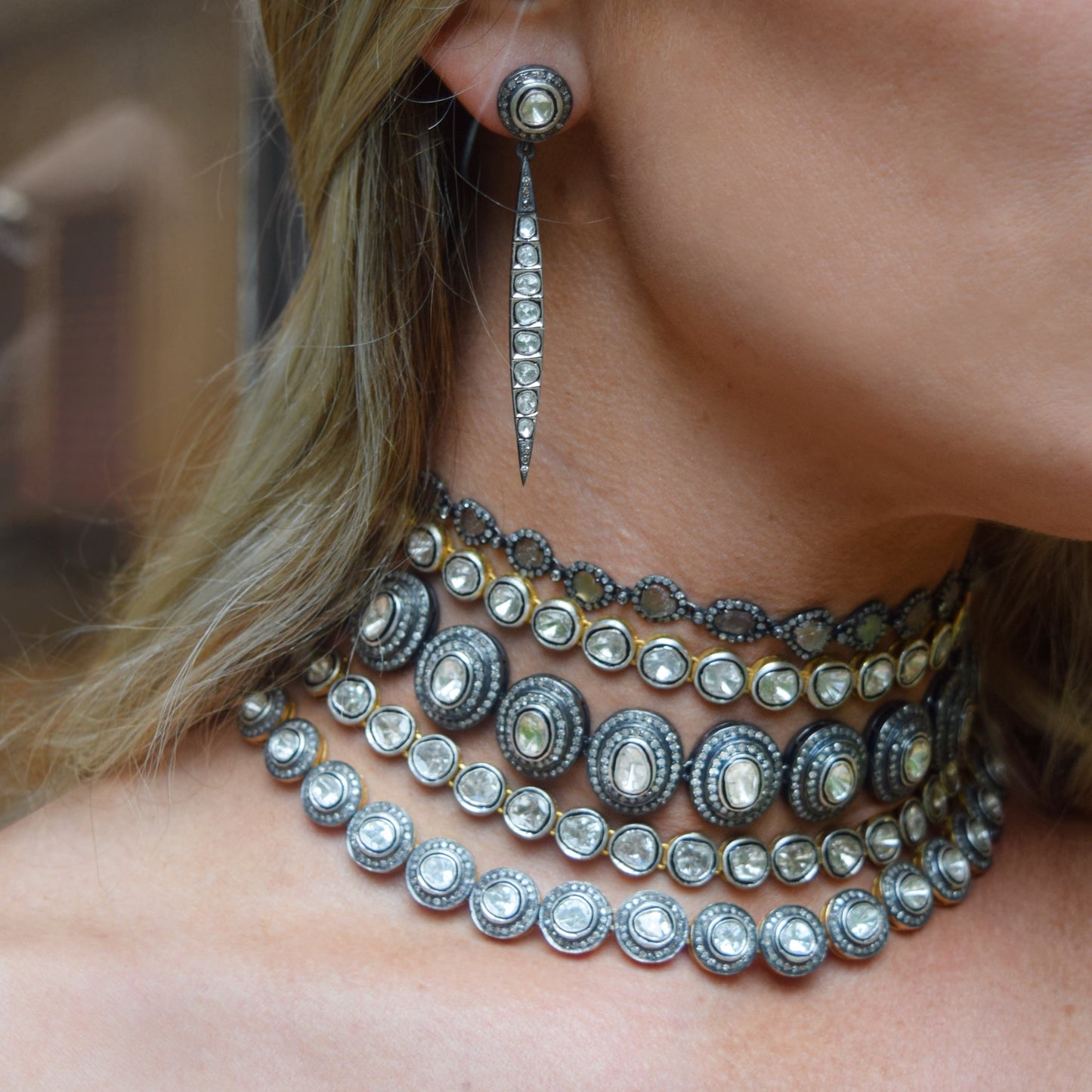 Pave + Sliced Diamond Necklace