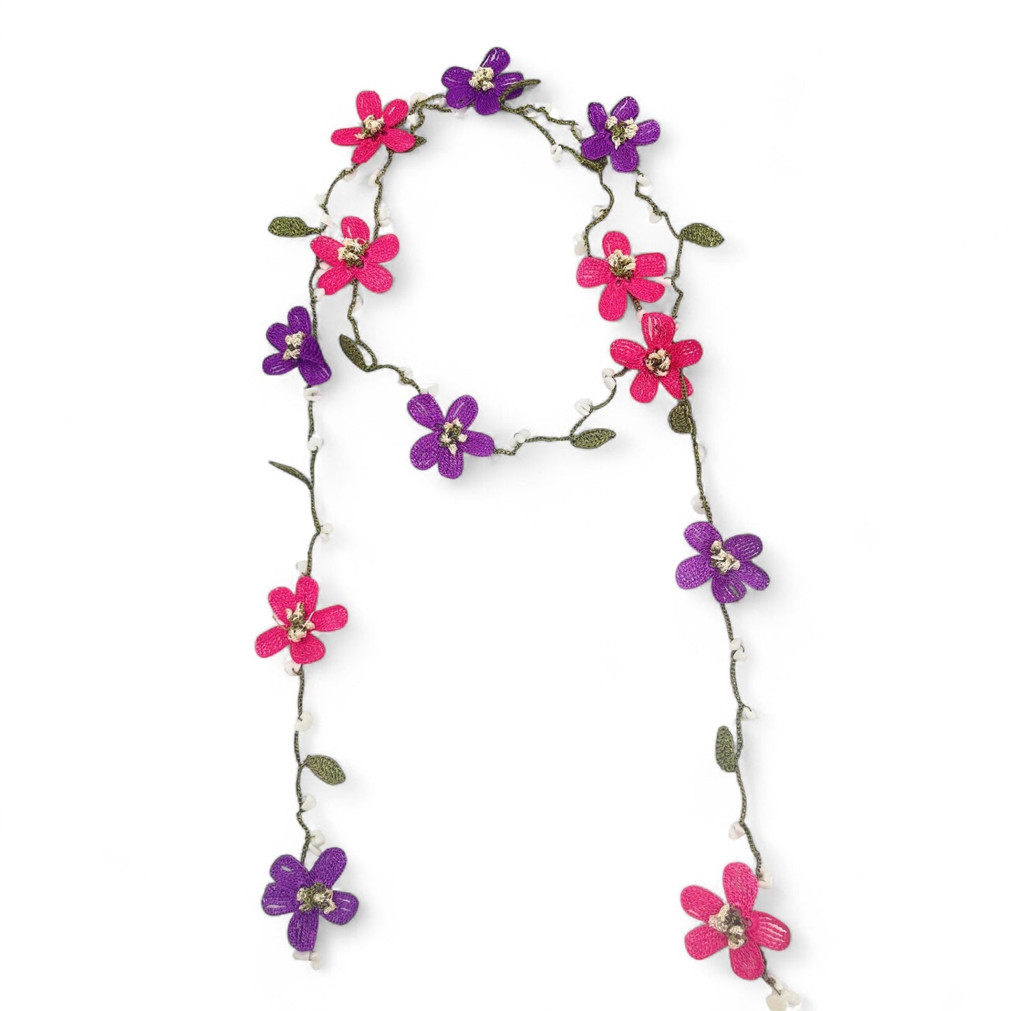 Elissa Crochet Lariat Necklace - Purple-Pink
