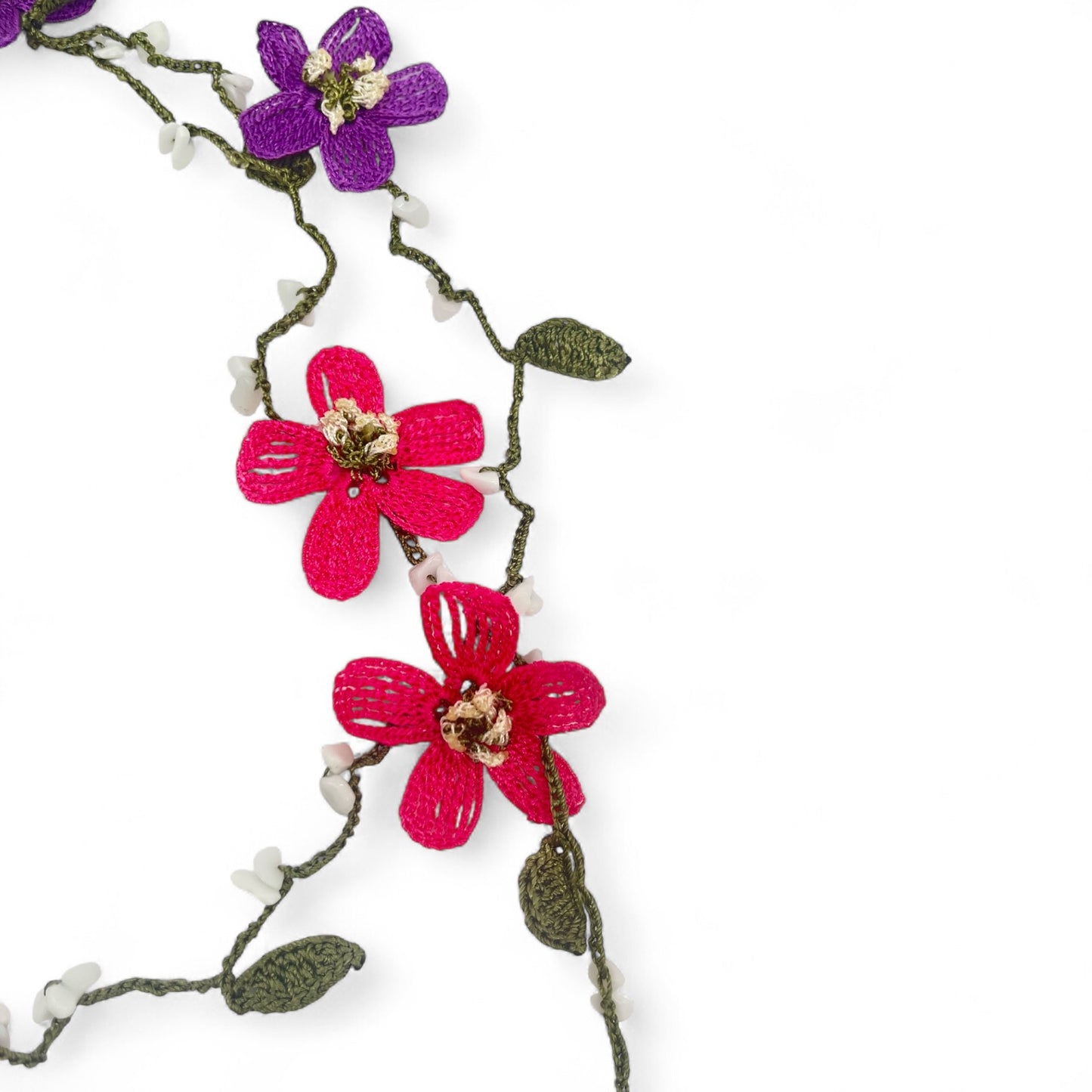 Elissa Crochet Lariat Necklace - Purple-Pink