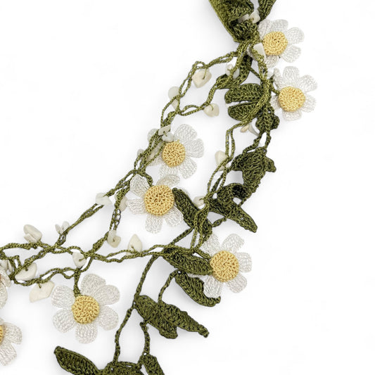 Evie Crochet Floral Ribbon Necklace