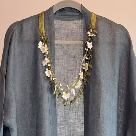 Evie Crochet Floral Ribbon Necklace