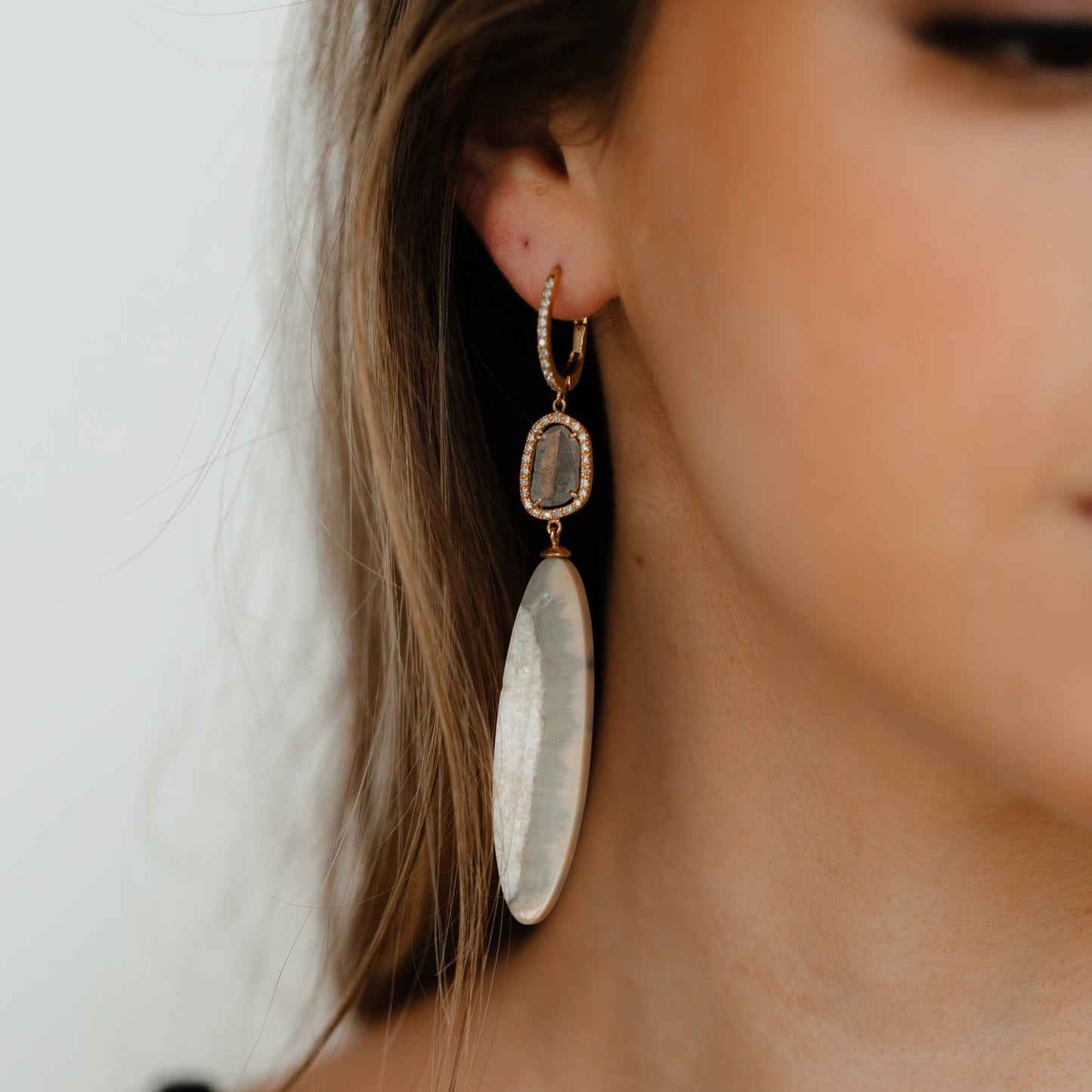 14k Sliced Tusk Drop Earrings