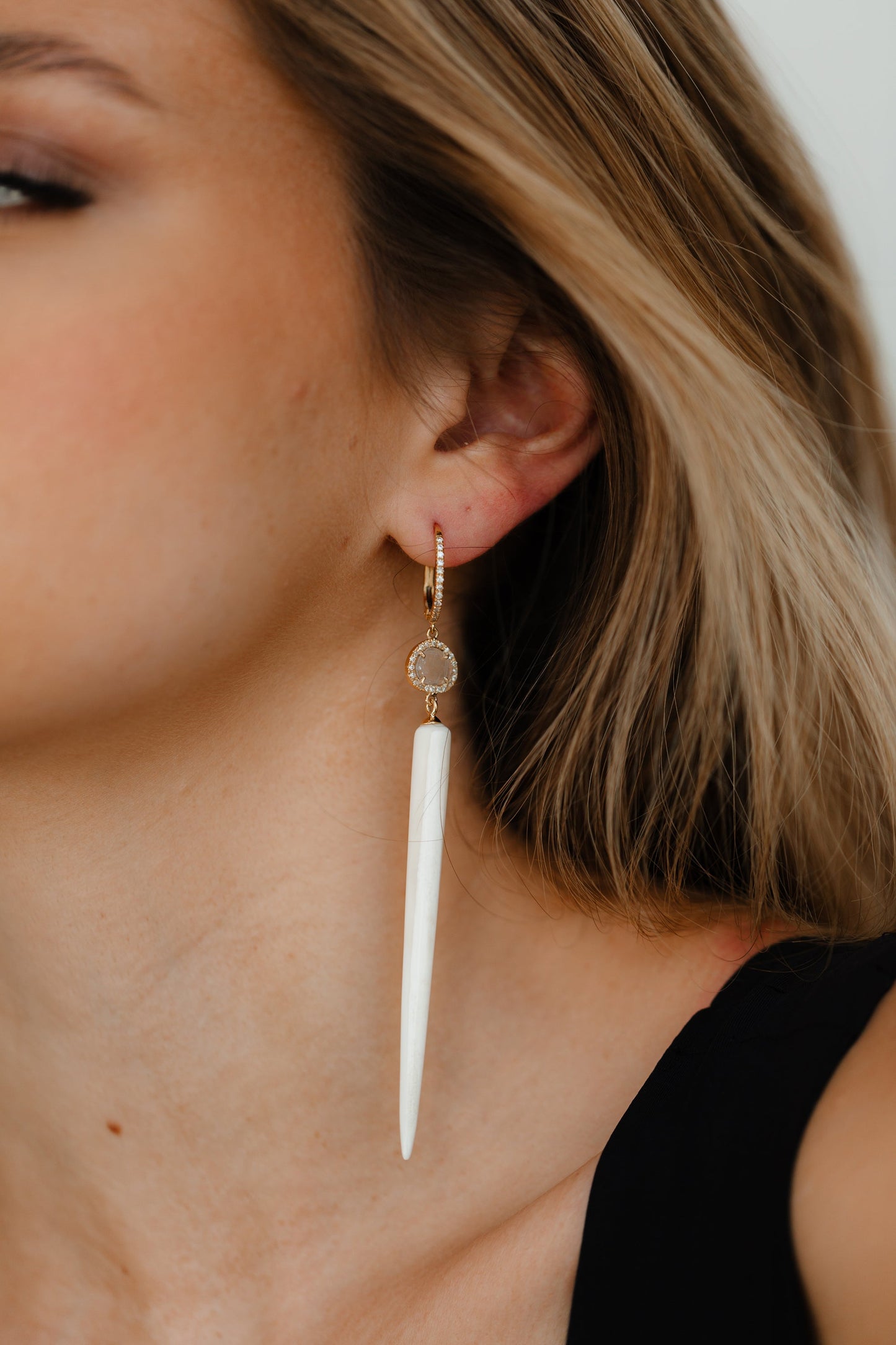 14k Tear Drop Tusk Earrings