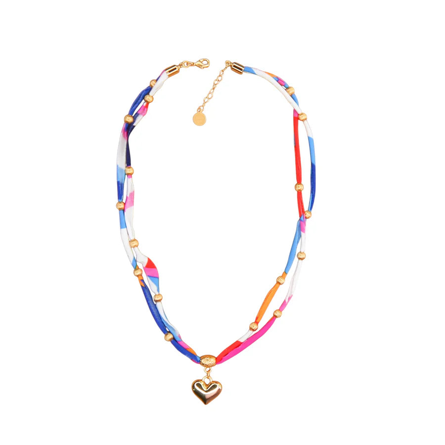 Fizz Fabric Necklace in Hot Pink Multi