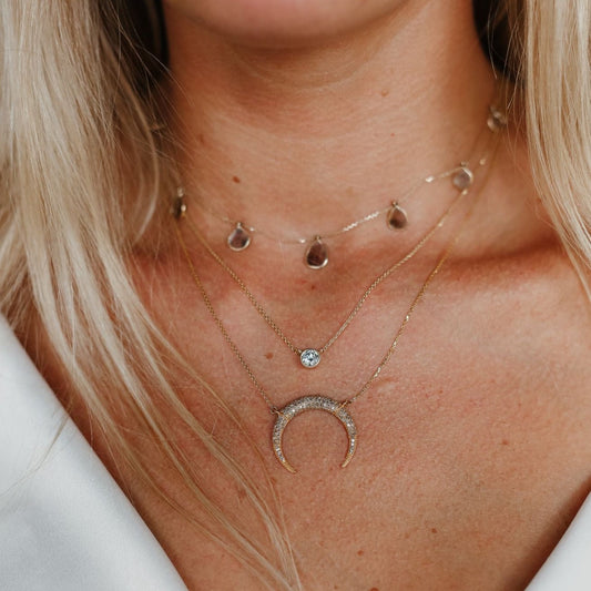 14k Sliced Diamond Dangle Necklace