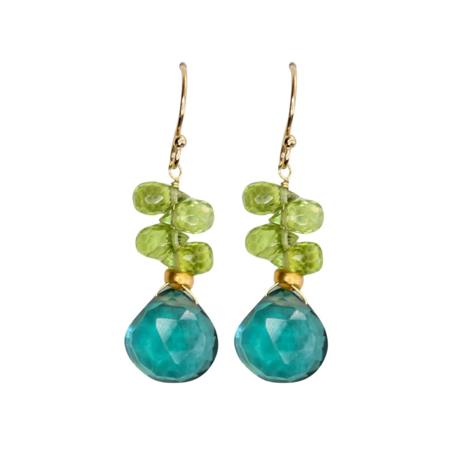 Glimmer Earrings in Teal and Lime