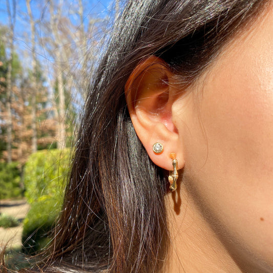 14k Diamond Bamboo Hoops
