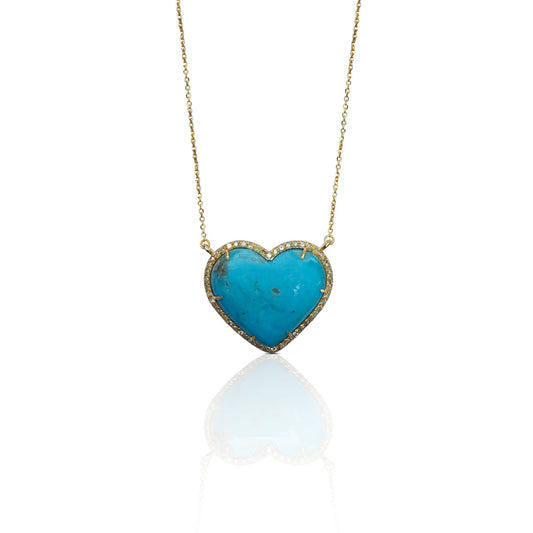 14k Kingman Turquoise Heart Necklace