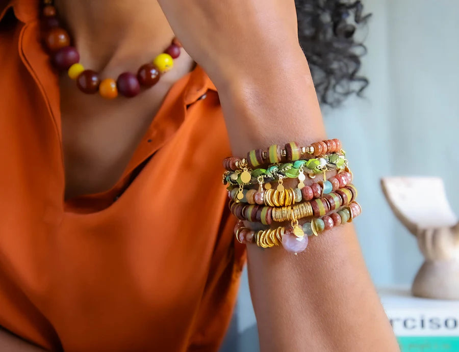 Kia Elastic Bracelet in Moss Green