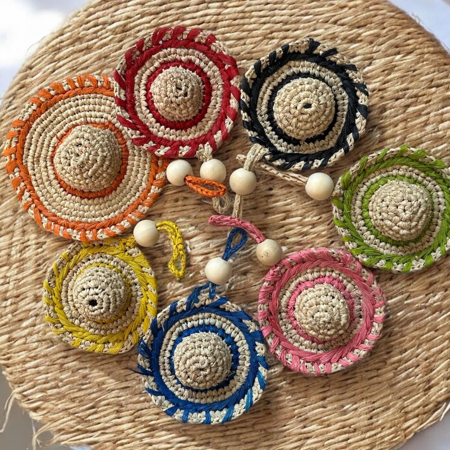 Mini Hat Raffia Keyring