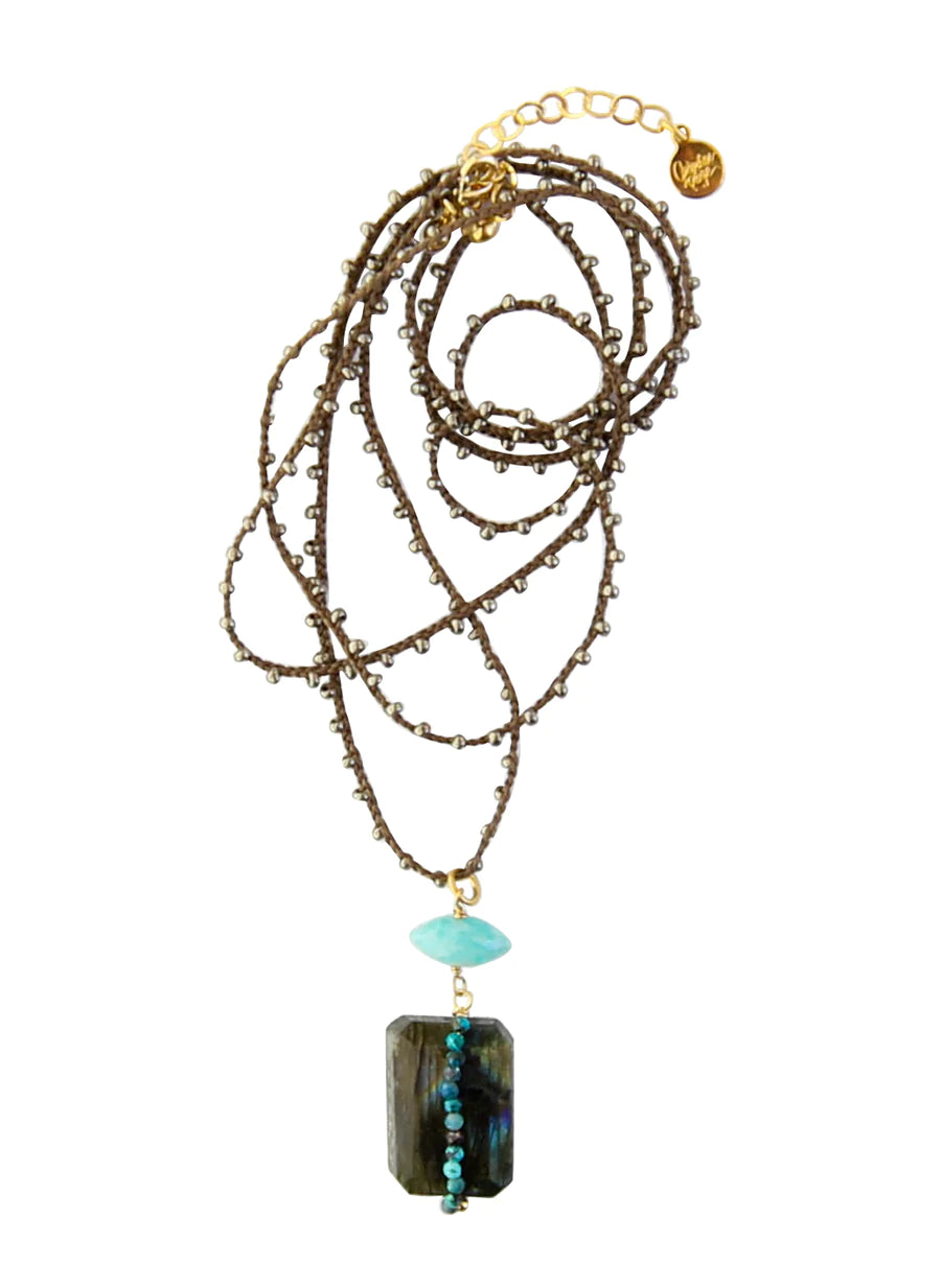 Provo Knotted Pendant Necklace in Amazonite