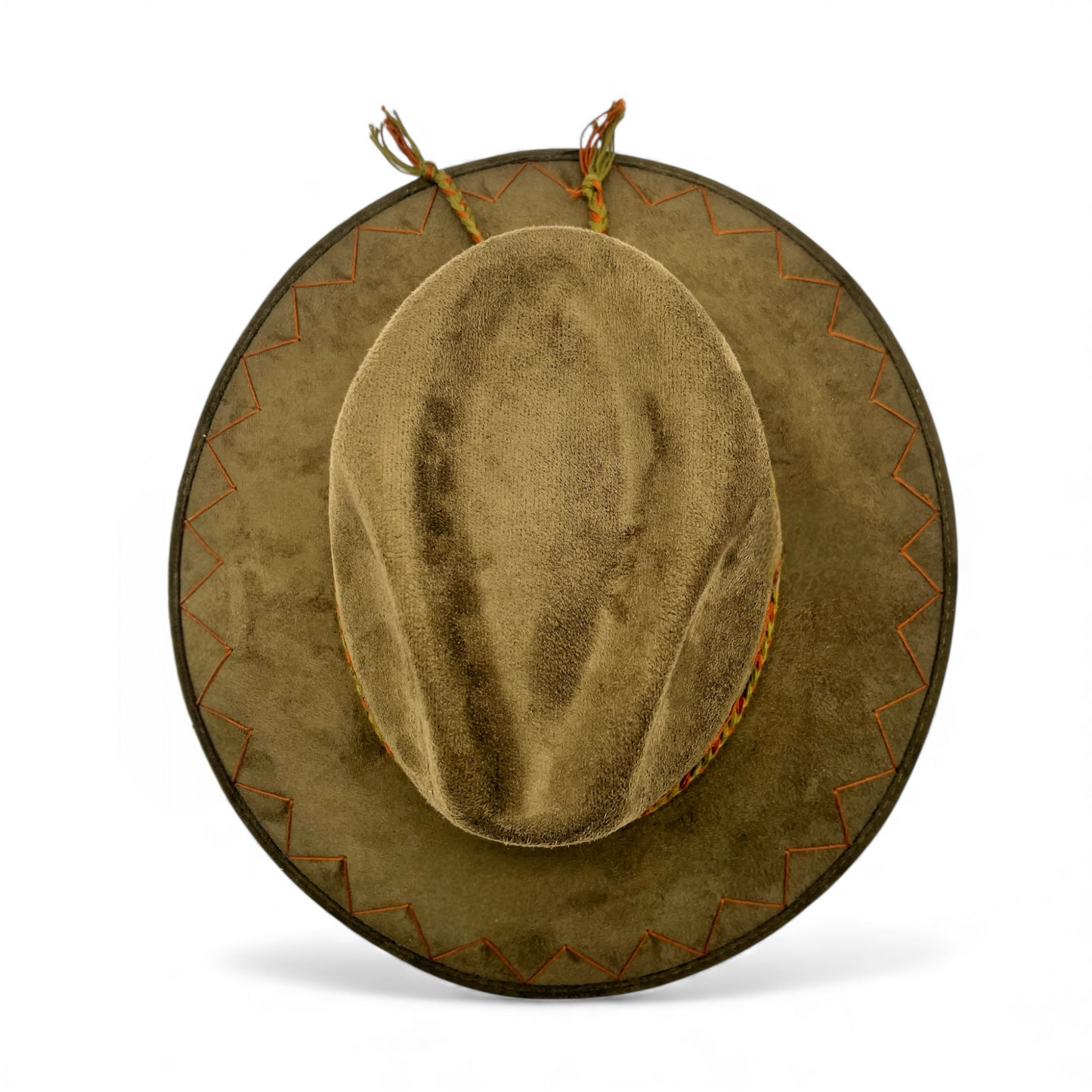 Rancho Vegan Suede Wide Brim Fedora in Olive Green