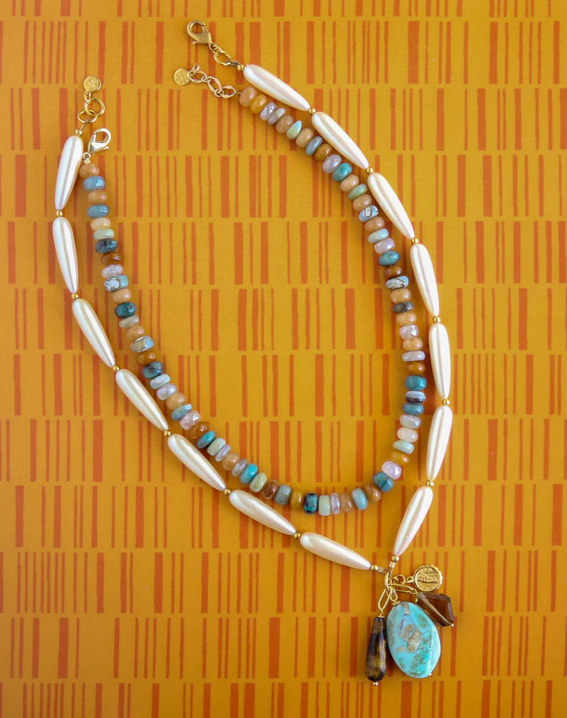 Milo Charm Necklace in Gray Agate