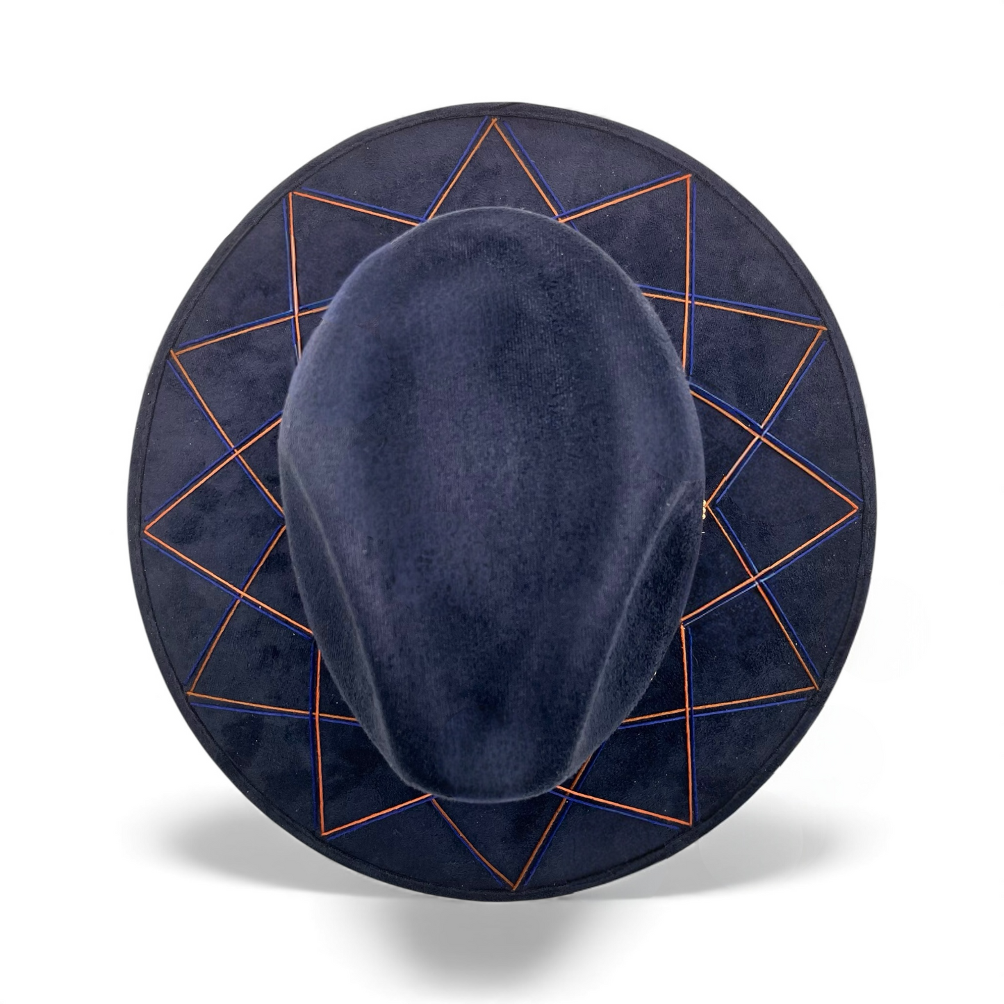 Sunrise Vegan Suede Wide Brim Fedora - Navy Blue