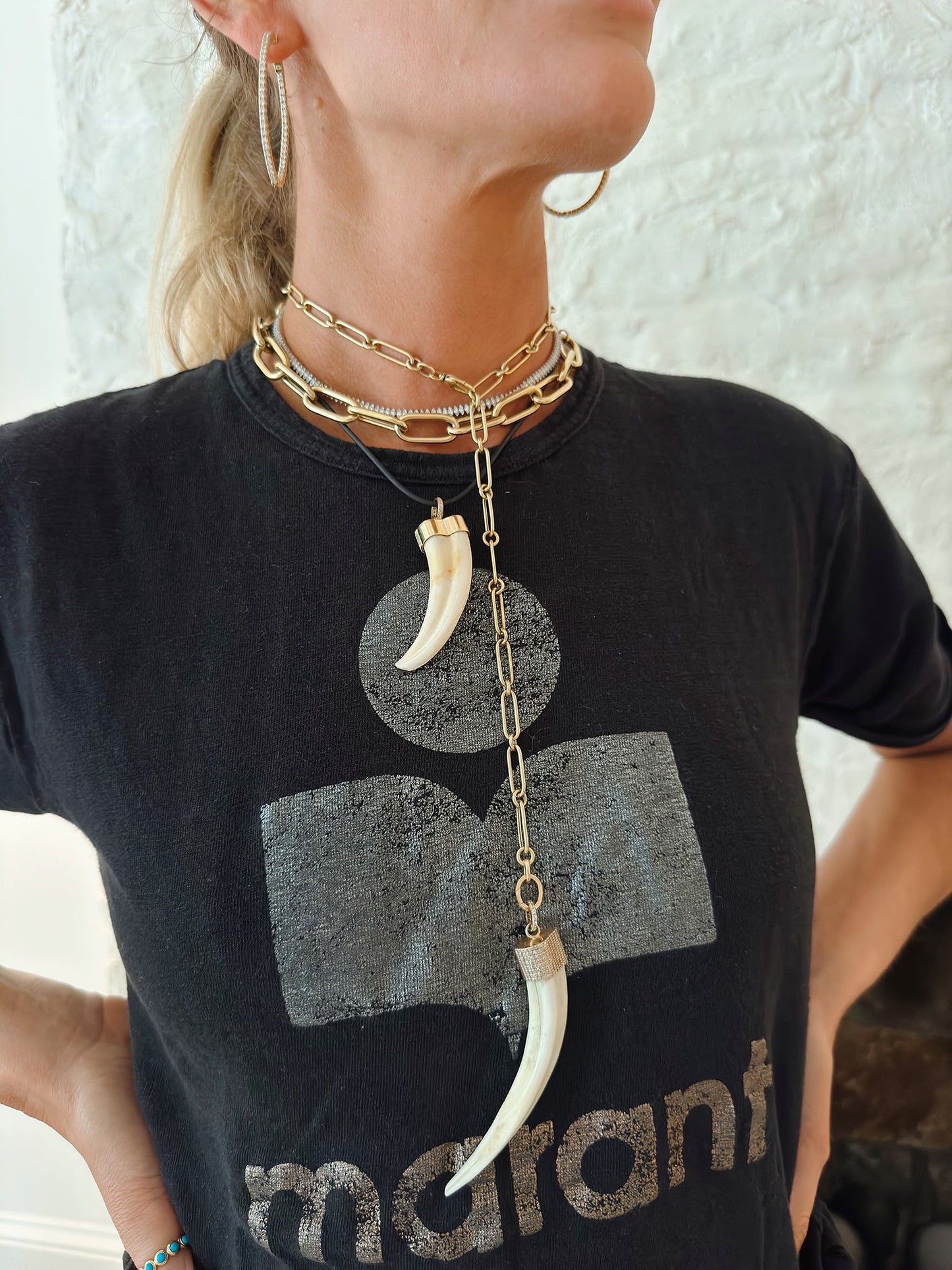 14k Gold and Rubber Cord Necklace