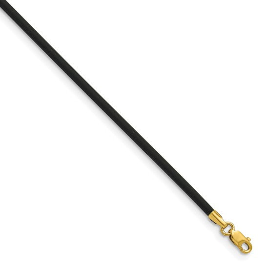 14k Gold and Rubber Cord Necklace
