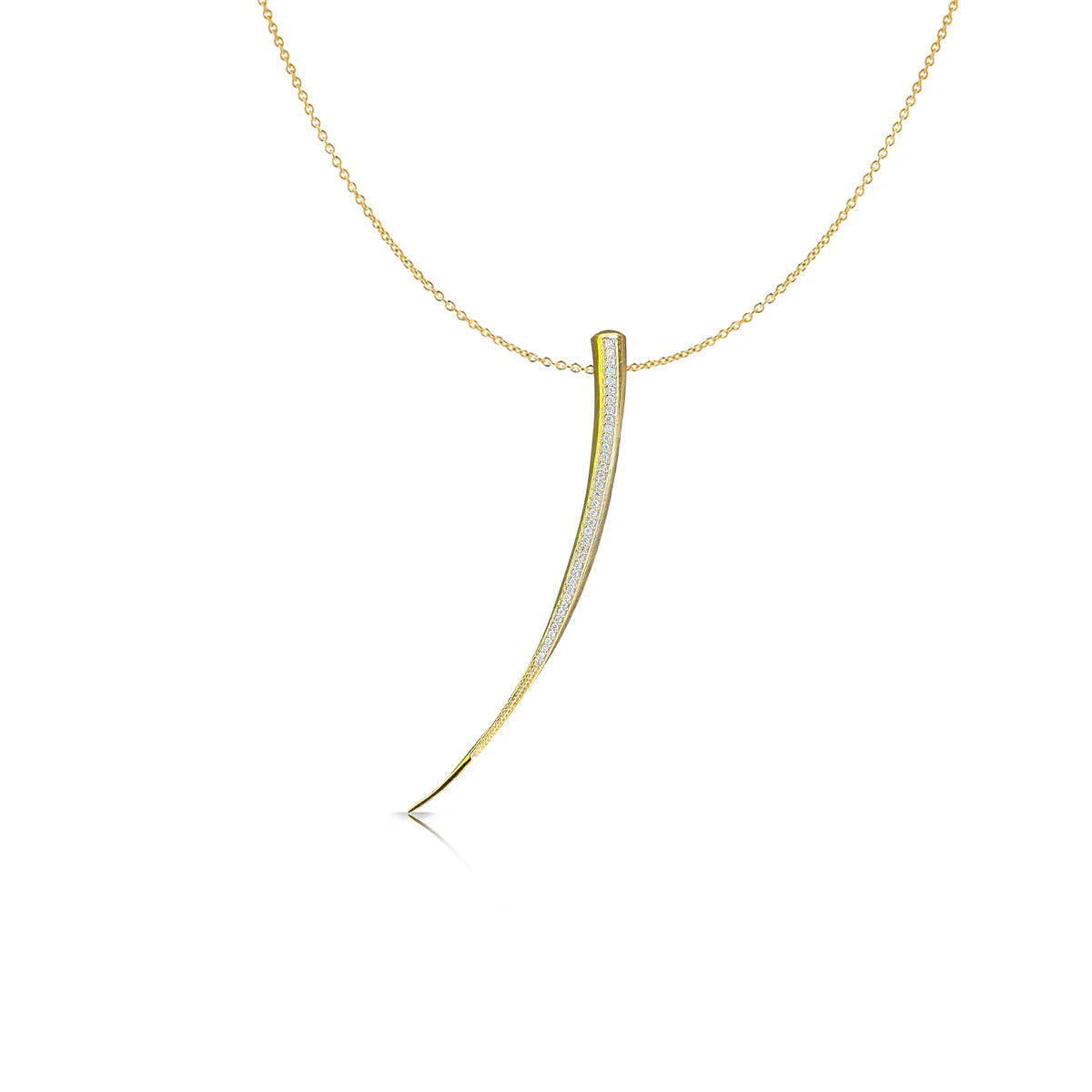 Row of Diamonds 14k Tusk Pendent