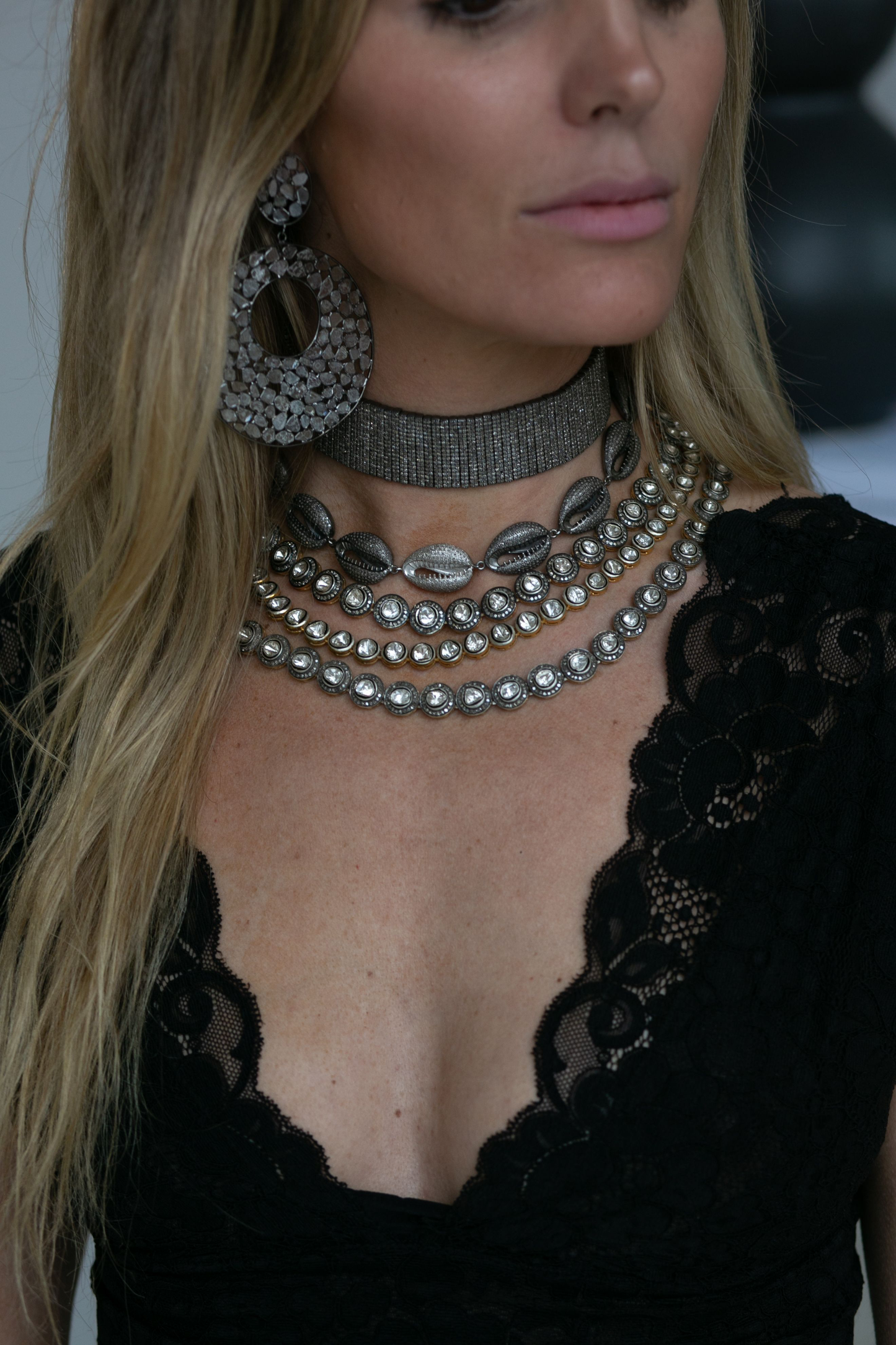 Pave + Sliced Diamond Necklace