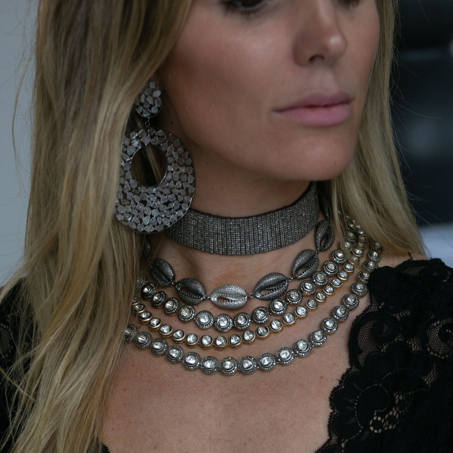 Pave + Sliced Diamond Necklace