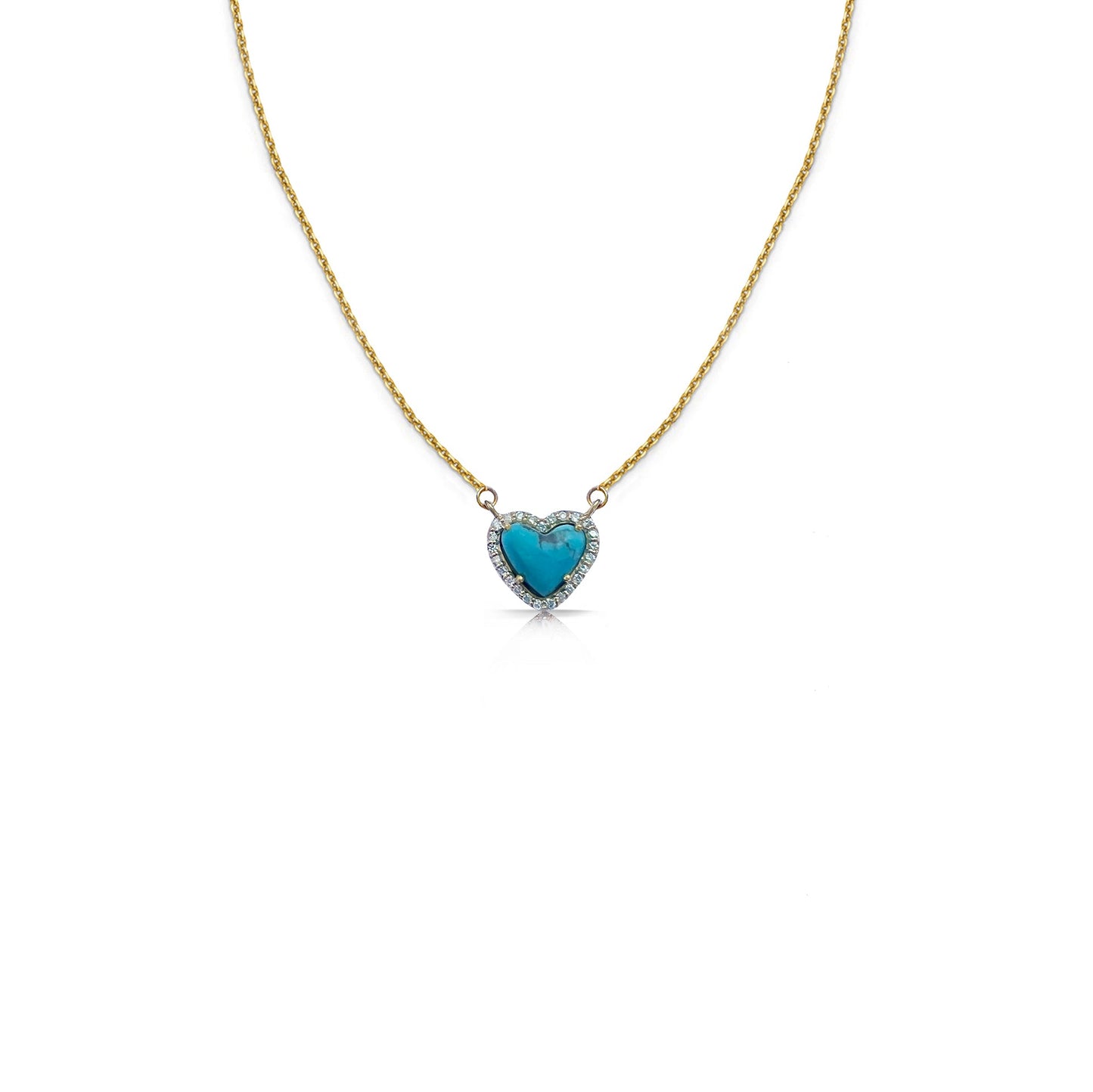 14k Ultra Mini Turquoise Heart Necklace