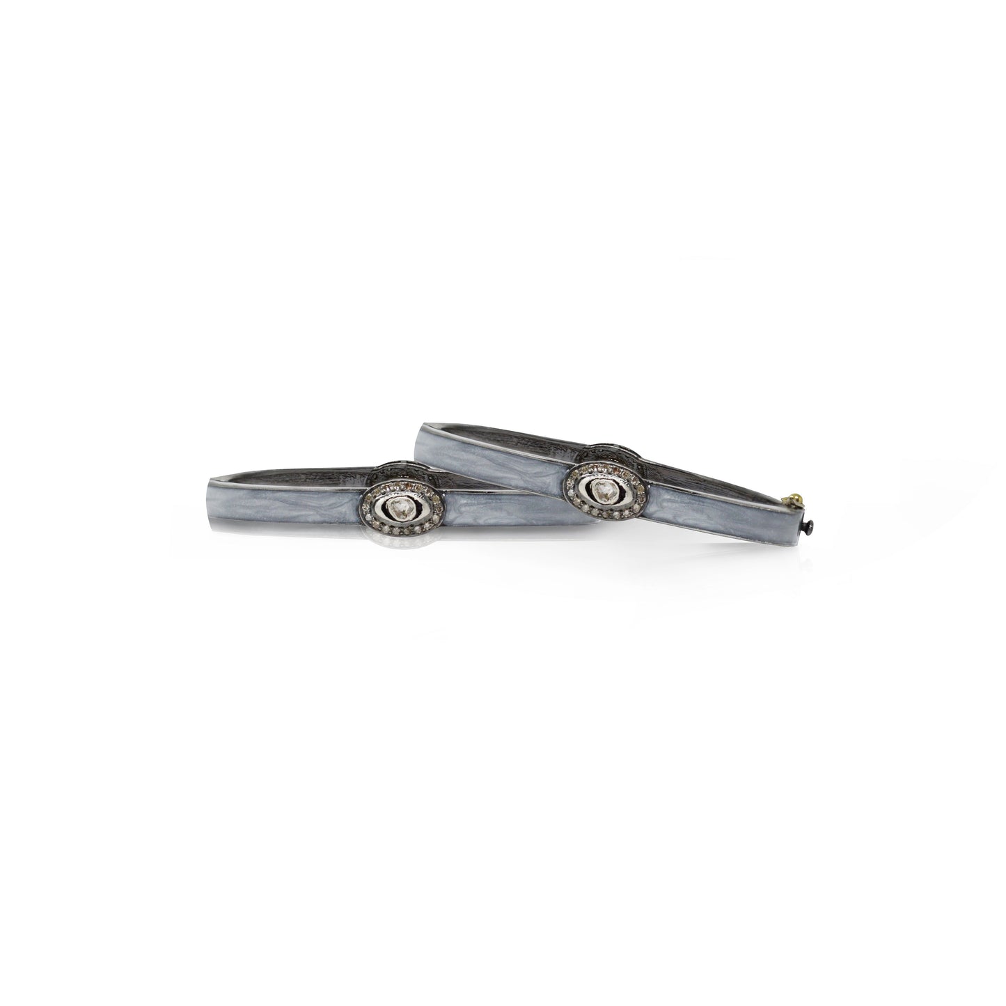 Pearl Grey Enamel Pave Rosecut Bangle