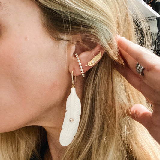 14k Yellow Gold Diamond Ear Cuff