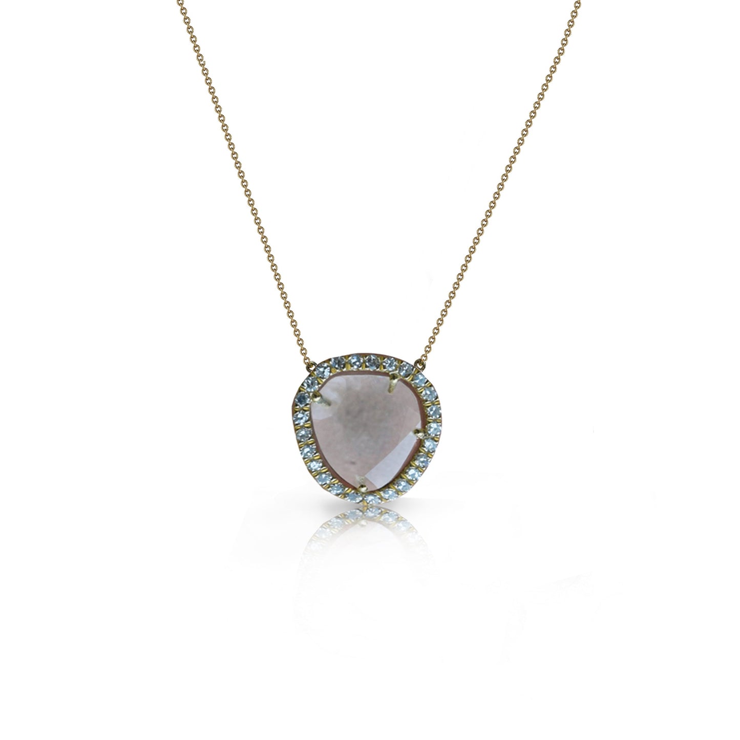 Large 14k 1 Raw Sliced Diamond Necklace