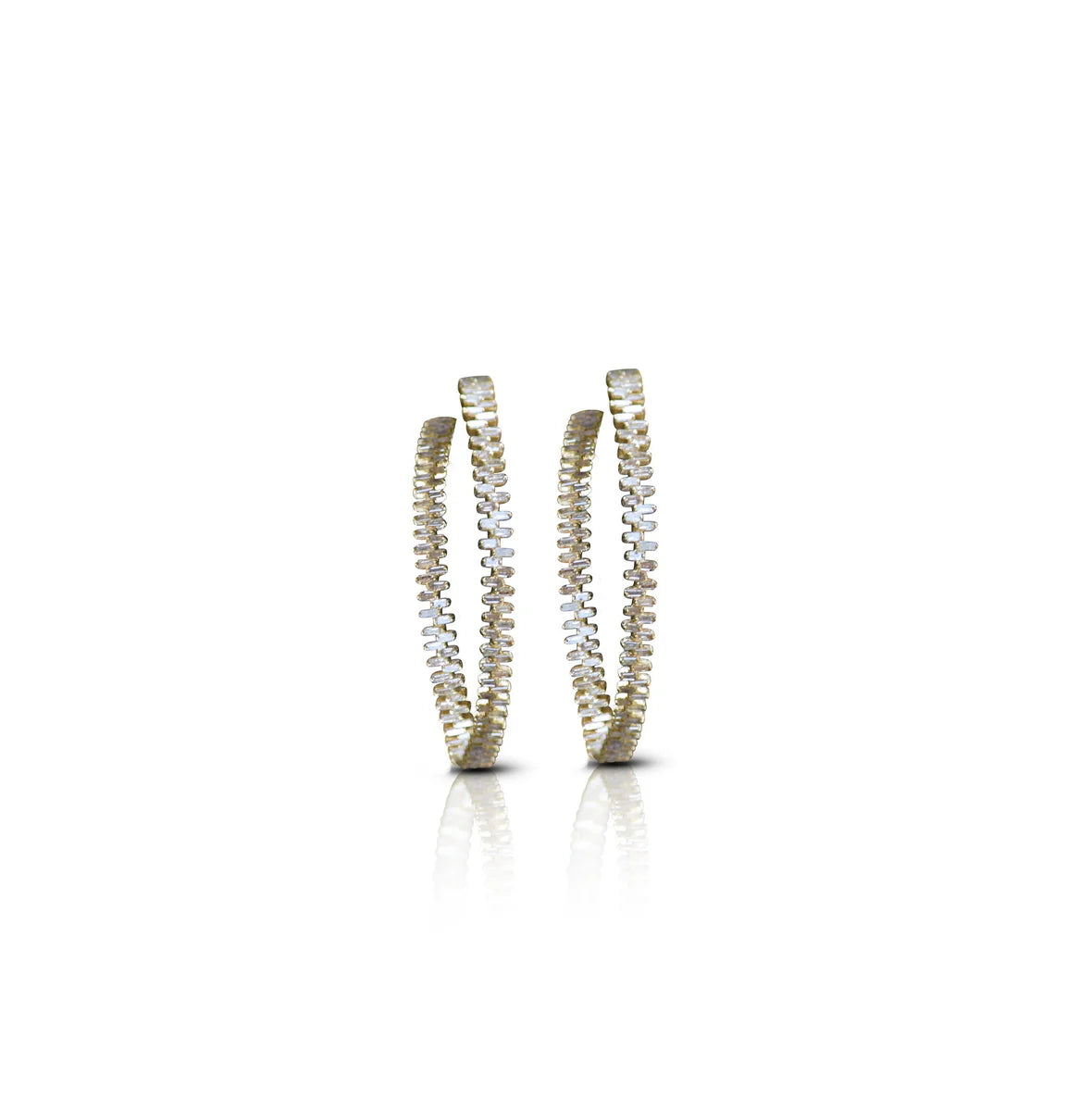 14K Baguette Diamond Hoops (small)