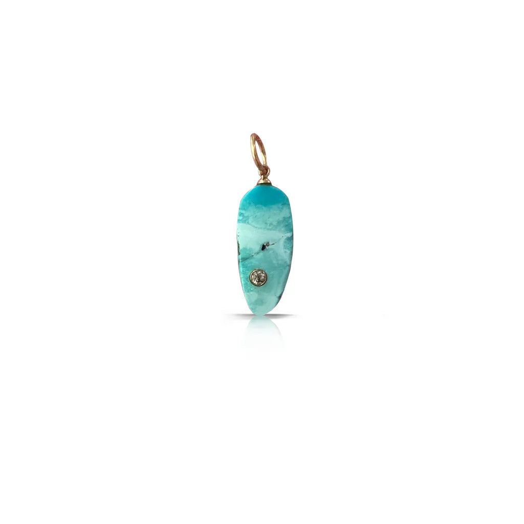 14K Campito Turquoise and Diamond Pendant