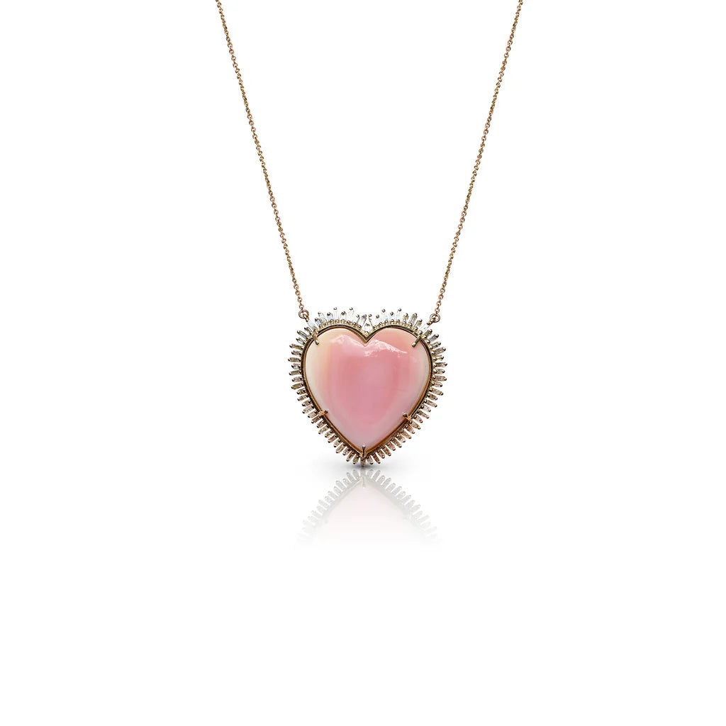 14K Conch Baguette Heart Necklace