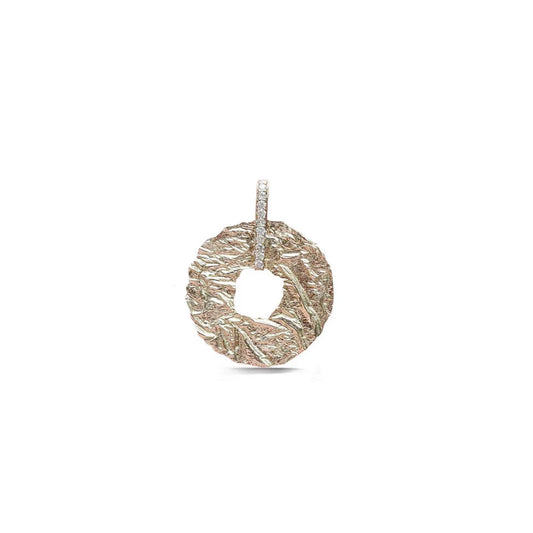 14K Diamond + Textured Open Medallion Pendant