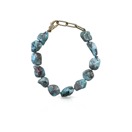 14K Jumbo Larimar Turquoise Necklace