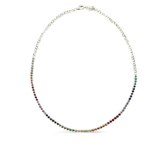 Rainbow Sapphire and 14K Tennis Necklace