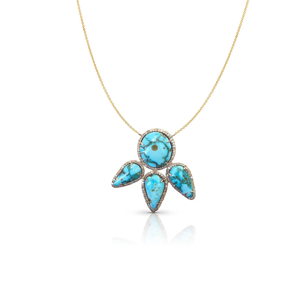 14K Turquoise Free Form Necklace