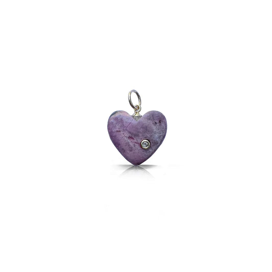 14K Purple Diamond Heart Charm