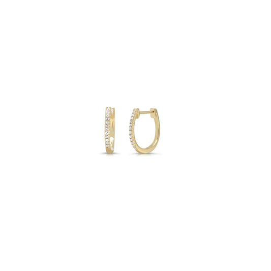 14K Gold Pave Huggies (Single or Pair)